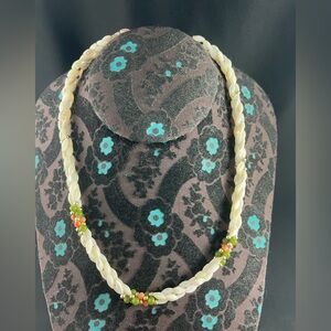 Vintage Mother of Pearl Jade and Angel Coral 18” Necklace